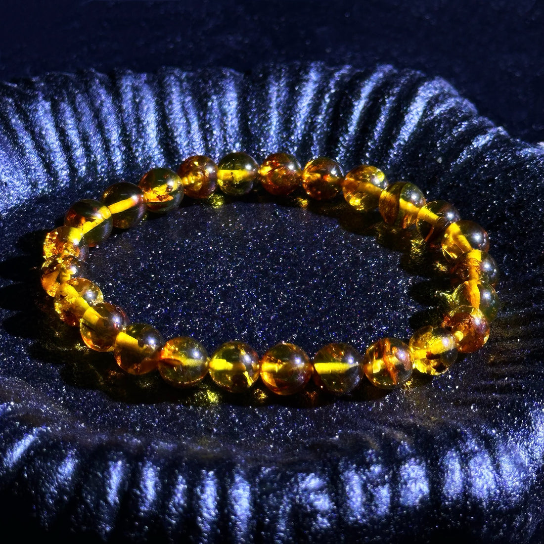 Burmese flower amber bracelet｛6mm｝