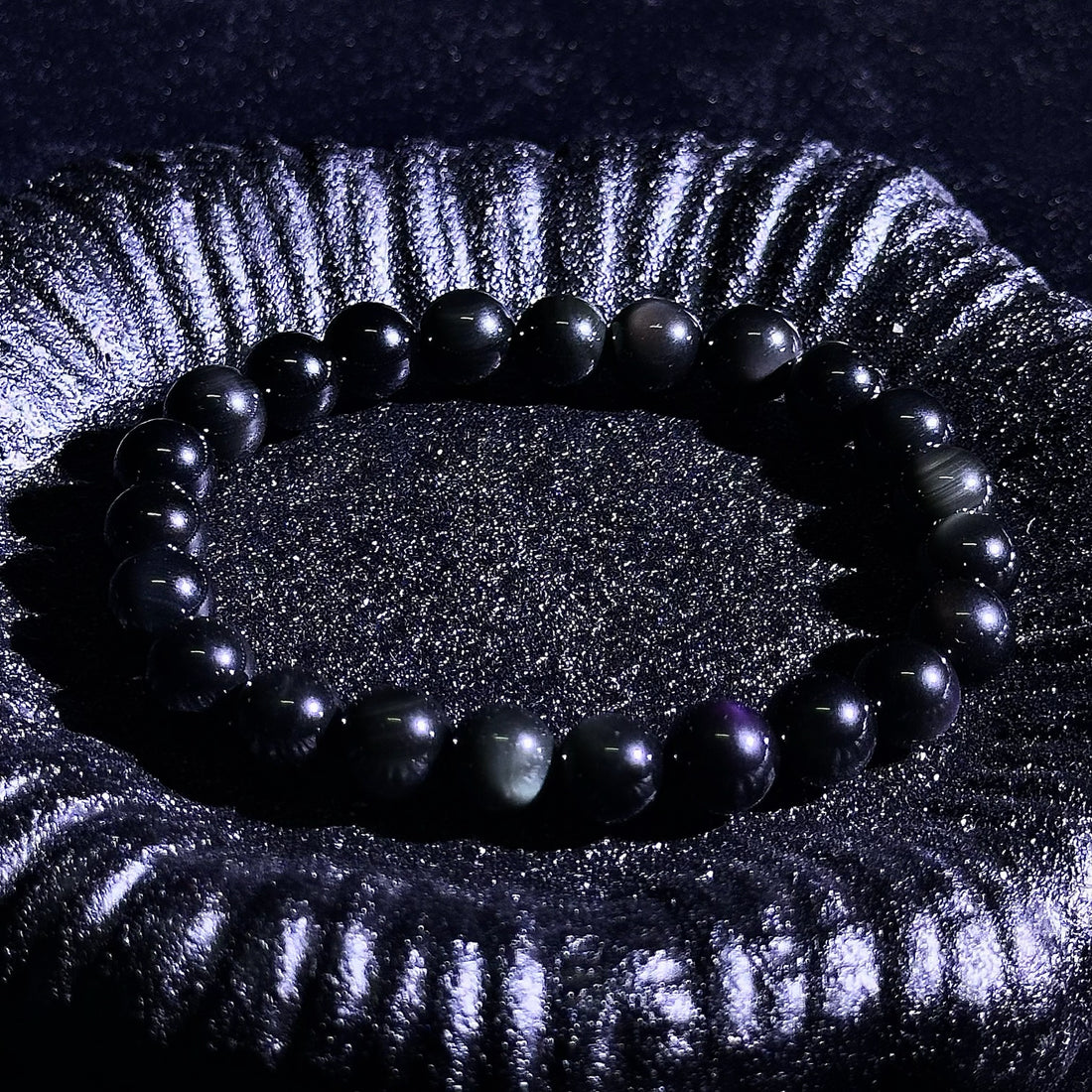 Ecuadorian obsidian evil-repelling and wealth-attracting bracelet｛8mm｝